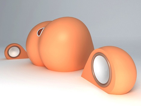 叩いたり撫でたりしながら操作する「お尻」の形をしたスピーカー！【Asspeaker】