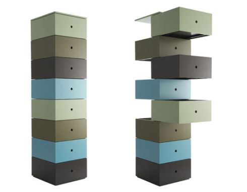 まるで「だるま落とし」のような変わったデザインの引き出し収納【Aphrodite】