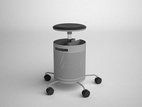 ゴミ箱付きのオフィスチェアー【office stool】