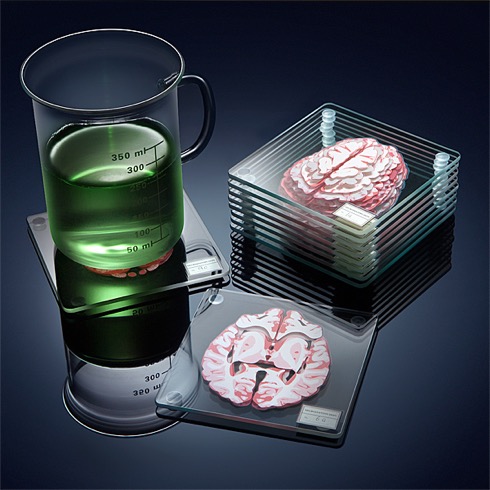 怖ぇ・・・「脳」のコースター【Brain Specimen Coasters】