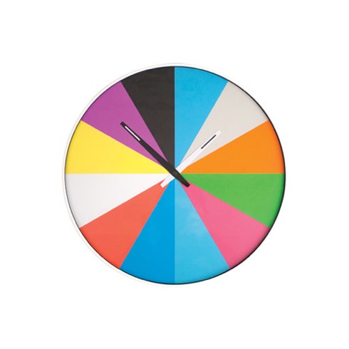 数字でなく「色」で時間を表すカラフルな時計【Wall Clock + Ultra Flat Multi Color】