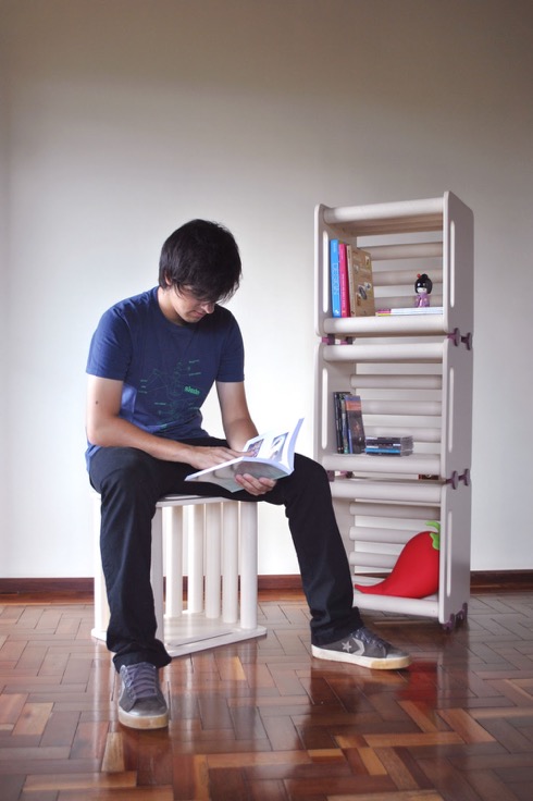 紙管でできたマルチ家具【Mobina】