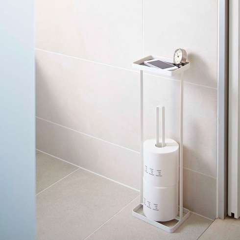 トイレに「スマホ置き場」はいかが？【TRAY+TOILET PAPER STAND tower】