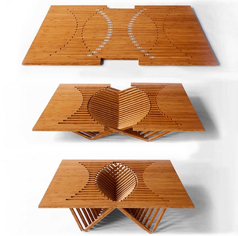 ダイナミックな折りたたみ式テーブル【rising table】