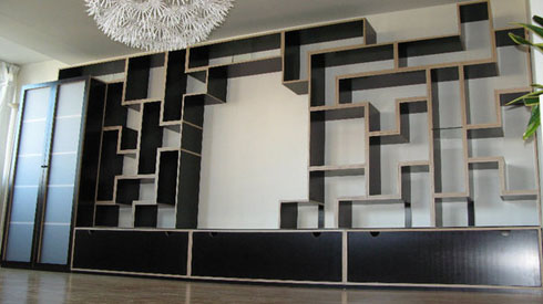 壁一面の本棚（壁面収納）を「テトリスブロック」で実現！【Lost】