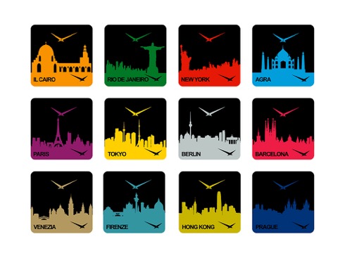 世界の都市の「時」が楽しめるシルエット時計【Time Travel】