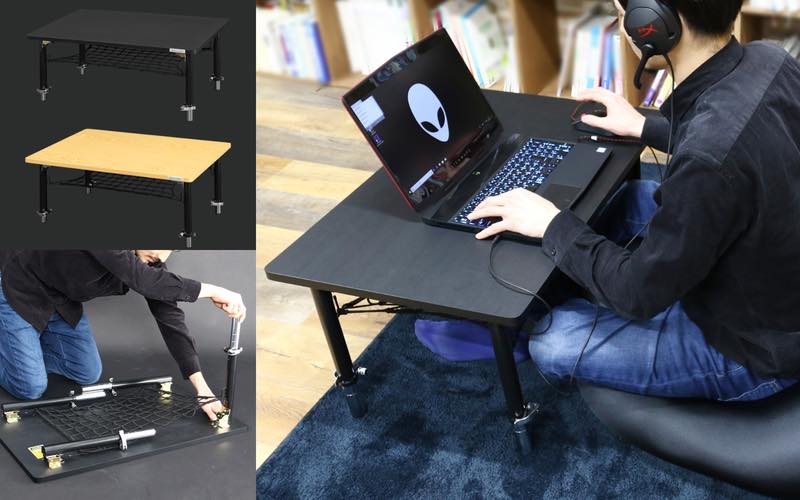 ソファでPC作業にも。40cm以上に高さ調整できるローテーブル【ゲーミングちゃぶ台】