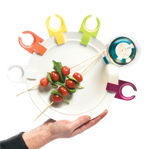 料理とワインをまとめて運べるクリップ【Plate Clips Wine Glass Holder】