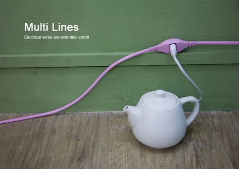 途中にもコンセントがある延長コード【Multi Lines】