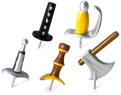 武器好きにオススメ。刀やオノの画鋲（ピン）【Medieval Weapon Push Pins】