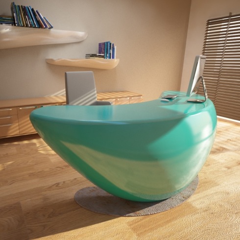 近未来感漂うフォルムのブーメランデスク【BOOMERANG】