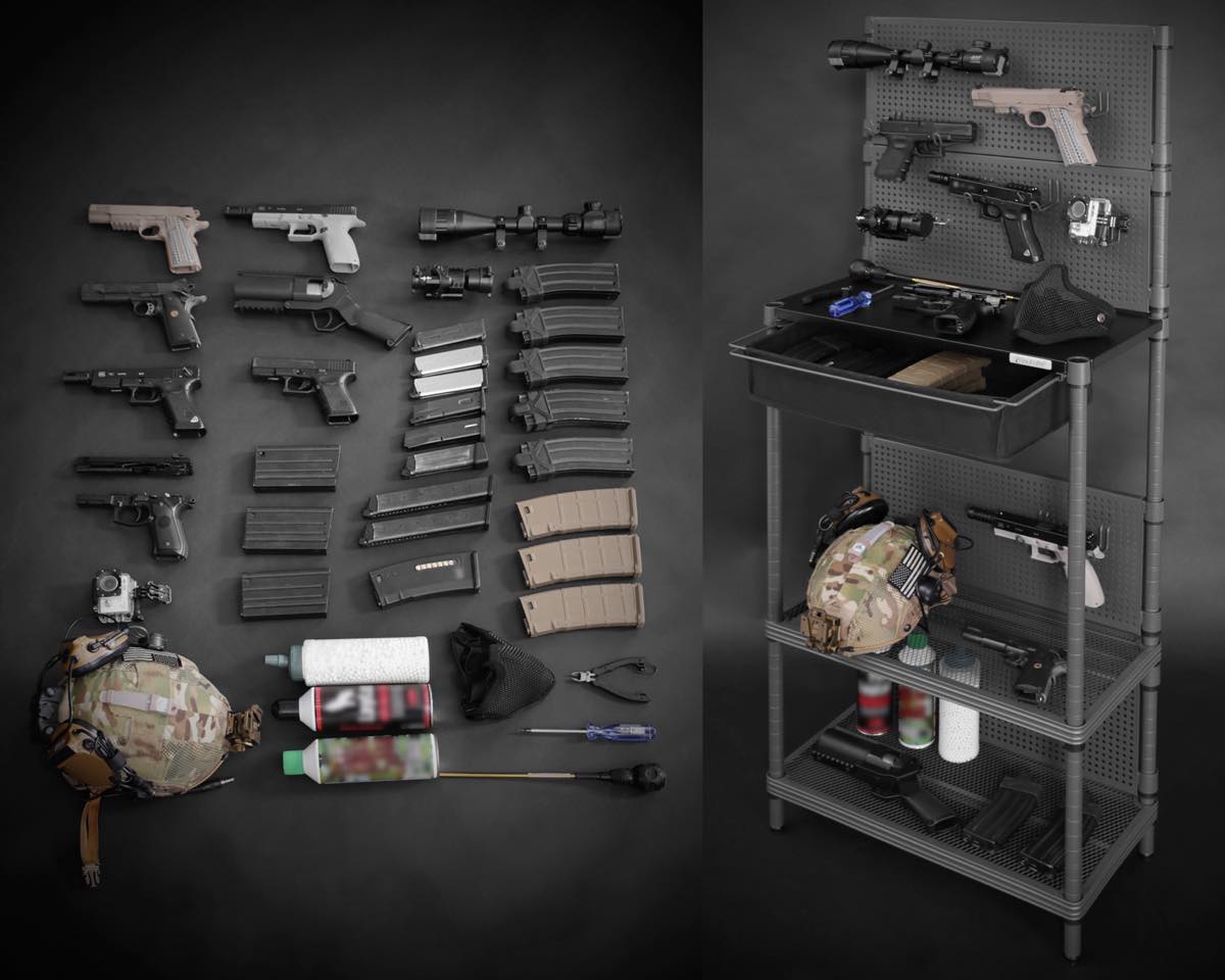 モデルガン（エアガン）をカッコよく飾る壁掛け収納【ハンドガンラック】