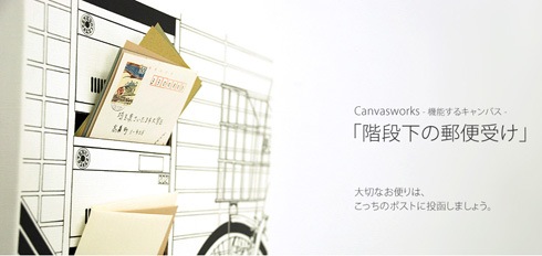 絵の中のポストに、手紙を入れよう。【Canvasworks 階段下の郵便受け】