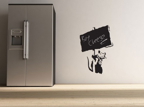 壁が黒板に変身するネズミのインテリアステッカー【Banksy Chalkboard Rat Wall Stickers】