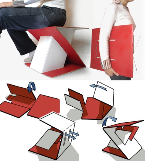 フォルムもちょっとカッコイイ。ダンボール製の組み立て椅子【Z-tabure】