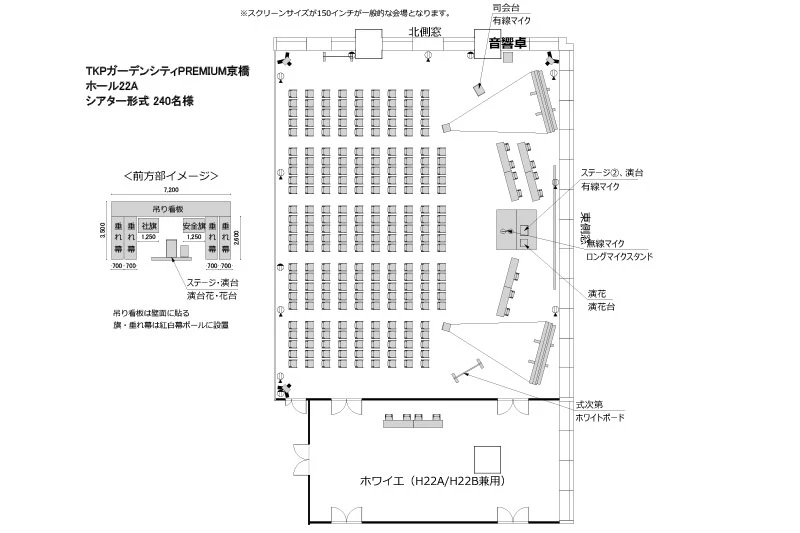 TKPガーデンシティPREMIUM京橋 ホール22Aイベント会場レイアウト図