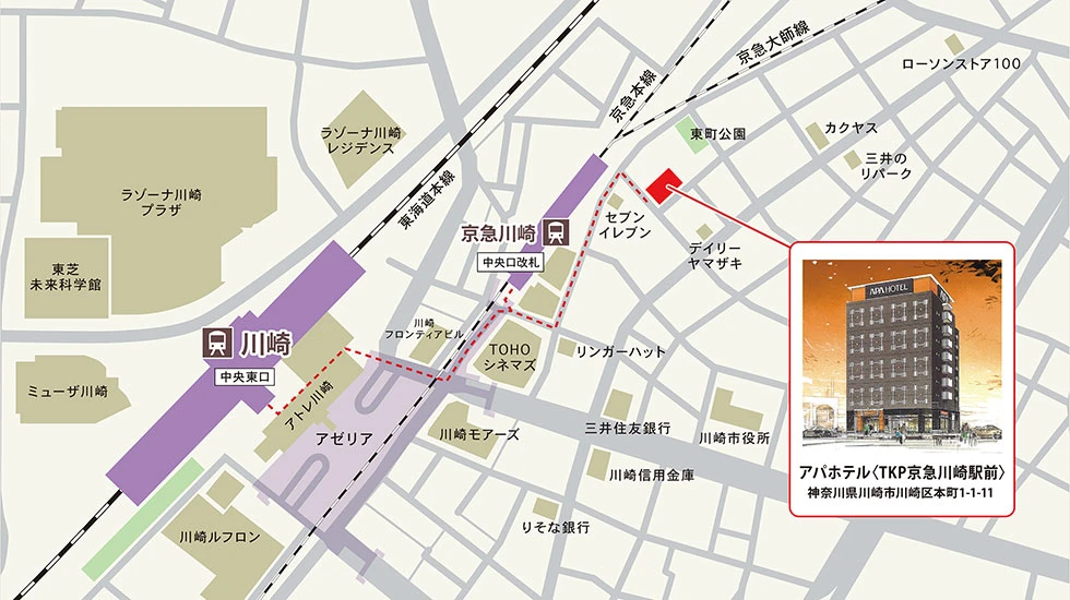 アパホテル〈TKP京急川崎駅前〉　アクセスマップ