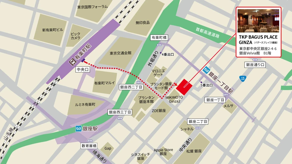 TKP BAGUS PLACE GINZA　アクセスマップ