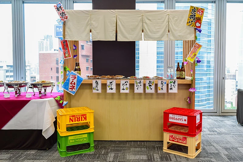 夏祭り風屋台もセッティング
