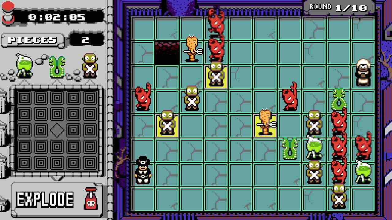 マス目に沿って色んな役割のキャラクターが配置されている。