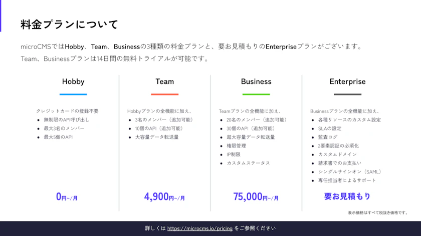 料金プラン項目解説