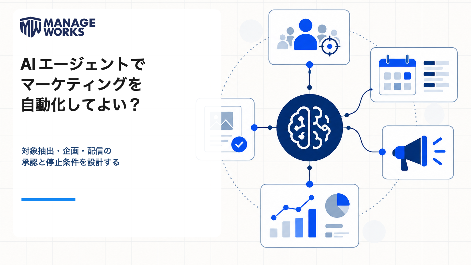 AIエージェントによるマーケティング自動化の承認と停止条件を解説する記事のサムネイル