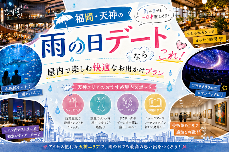 福岡・天神の雨の日デートならこれ！屋内で楽しむ快適なお出かけプラン