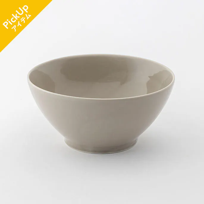 軽スタ軽量磁器食器 丼ぶり​大 ワームグレー
