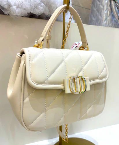 2WAY ビジューパーツキルティングハンドバッグ