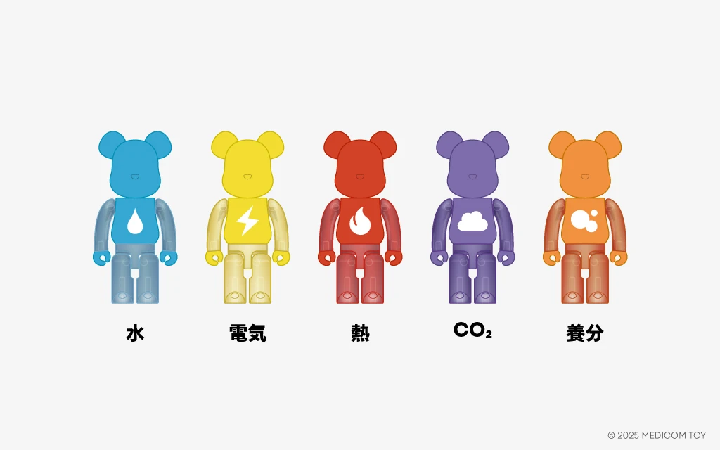 Image CG of BEARBRICK in 5 colors.