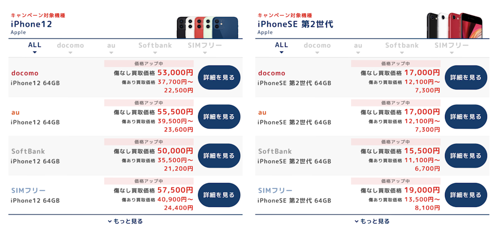 事例2: iPhone12/ iPhoneSE 第2世代