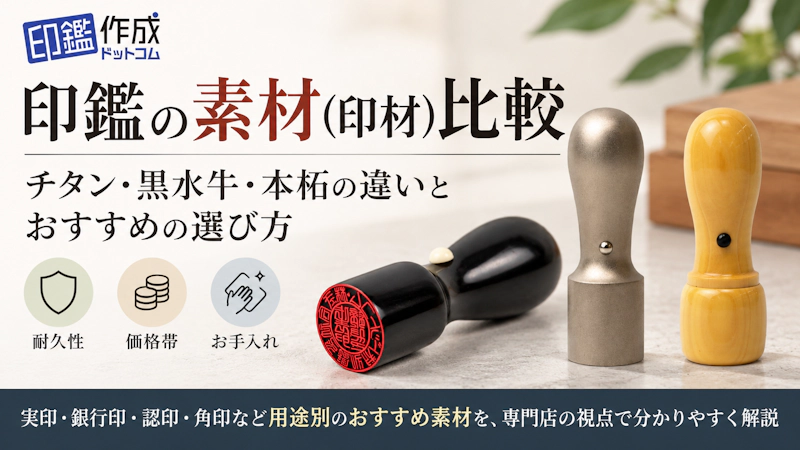 印鑑の素材（印材）比較｜チタン・黒水牛・本柘の違いとおすすめの選び方