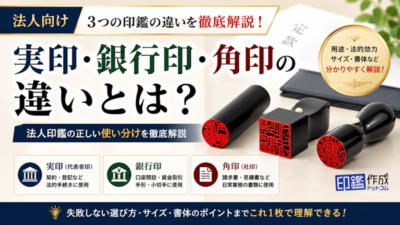 実印・銀行印・角印の違いとは？法人印鑑の正しい使い分けを徹底解説