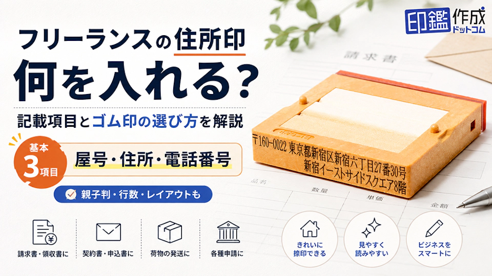 フリーランスの住所印、何を入れる？記載項目とゴム印の選び方を徹底解説