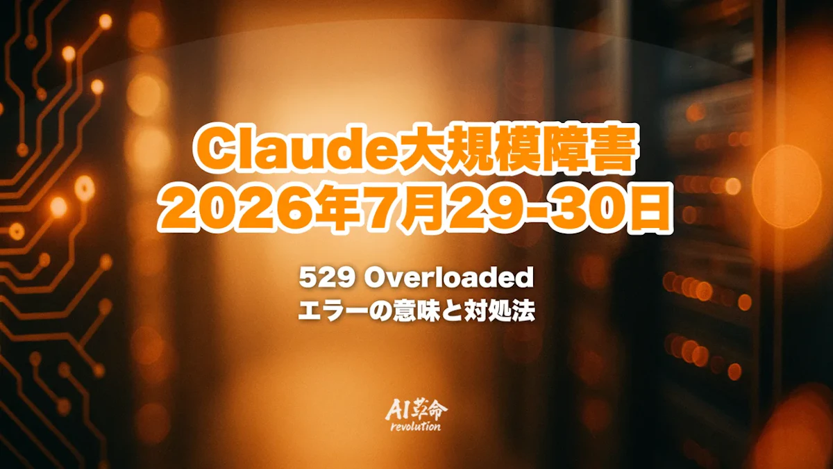 Claude大規模障害まとめ｜7月29-30日の世界規模ダウン〜10月の障害履歴と529 Overloadedエラーの意味・対処法【2026年最新】