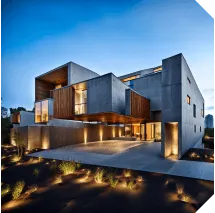 Archicad AI VisualizerがBIMモデルとテキストプロンプトから生成した建築外観イメージ