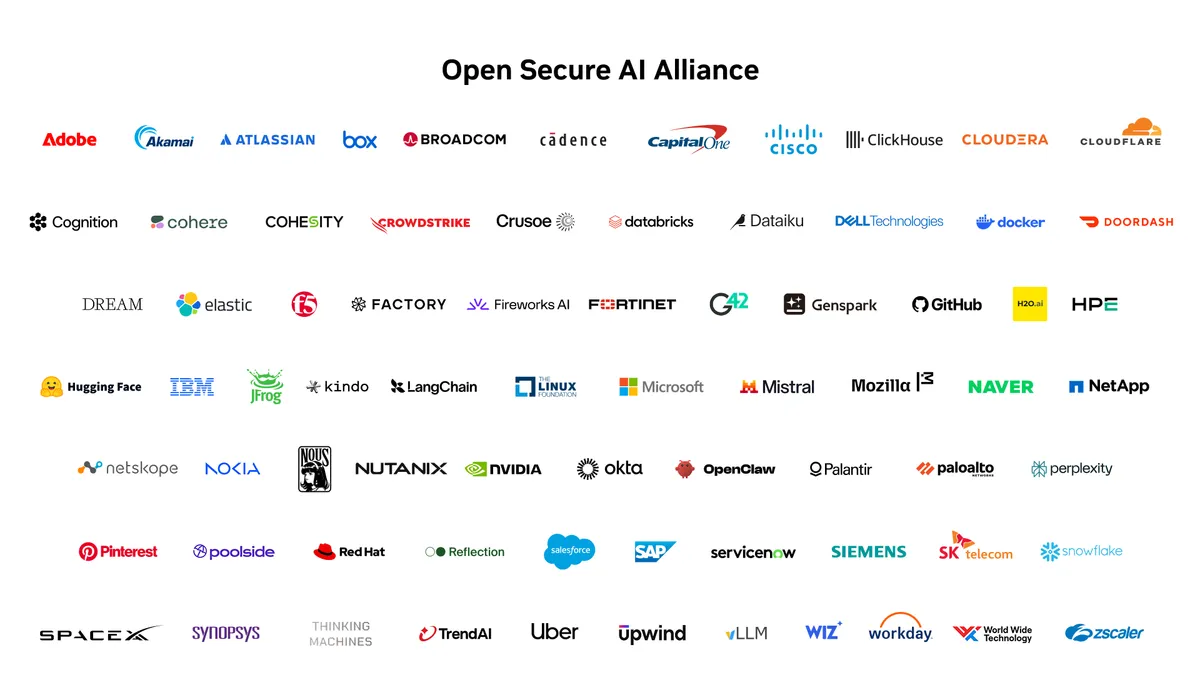 Numbat が貢献プロジェクトとして参加する Open Secure AI Alliance の参加企業ロゴ一覧