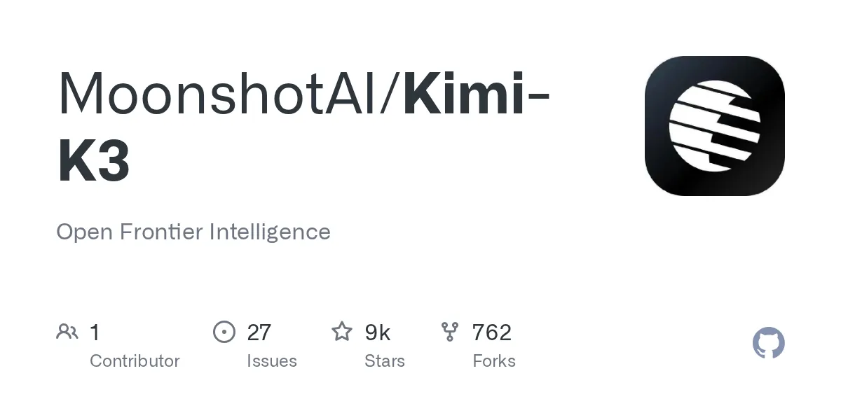 Moonshot AIのKimi K3公式GitHubリポジトリの概要画像