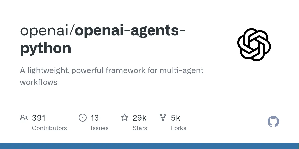 OpenAIが公開するエージェント開発フレームワークの公式リポジトリ