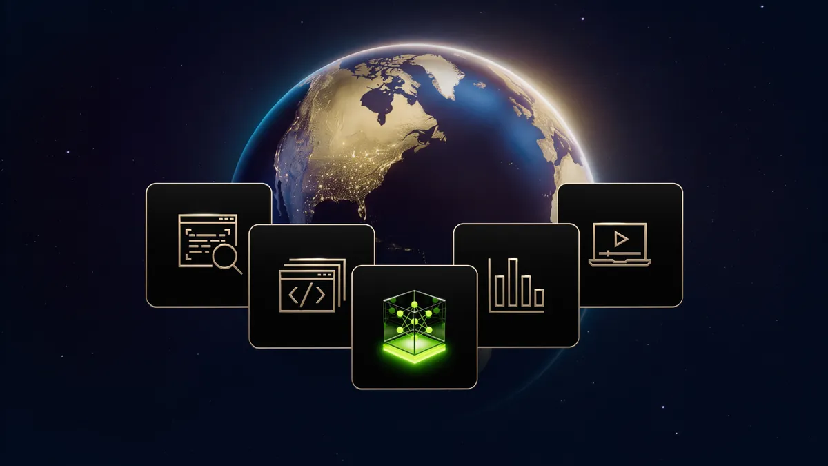 Nemotron 3.5が担うWeb調査・コード・分析などのエージェント作業を表したNVIDIA公式イメージ