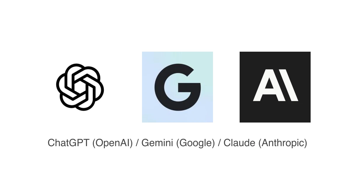 ChatGPT・Gemini・Claudeの各サービスロゴを並べた比較イメージ