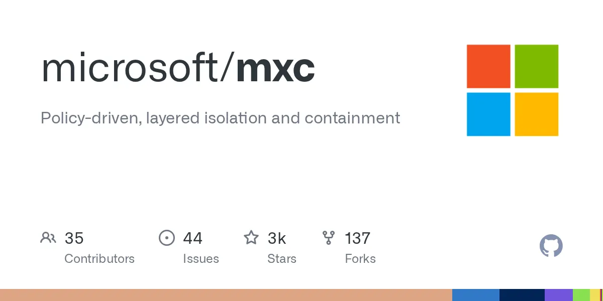 MXC（Microsoft Execution Containers）のGitHubリポジトリ microsoft/mxc の概要画像