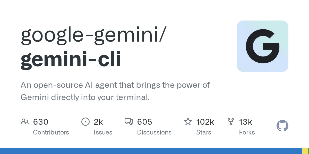 Google公式のGemini CLI GitHubリポジトリのOGP画像