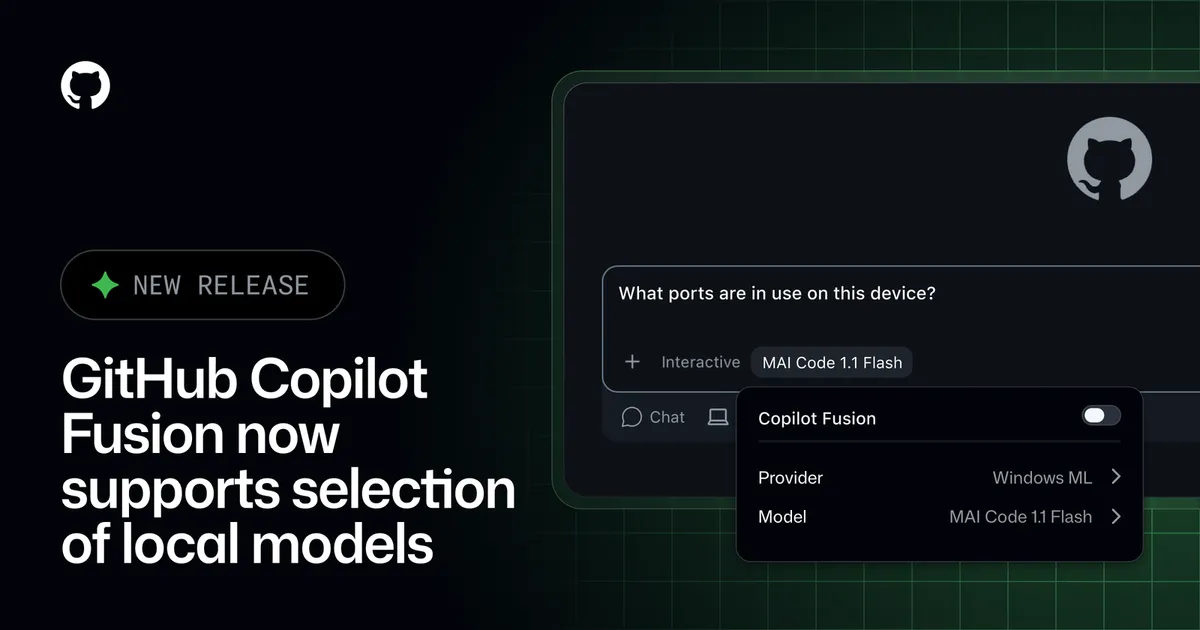 Copilot Fusionをオフにしてモデルを個別に選ぶ画面。ローカルモデルも指定できる