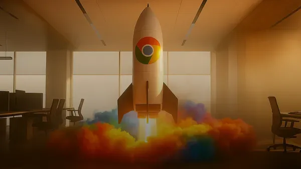 Gemini in Chrome のサイドパネルとブラウザの統合イメージ