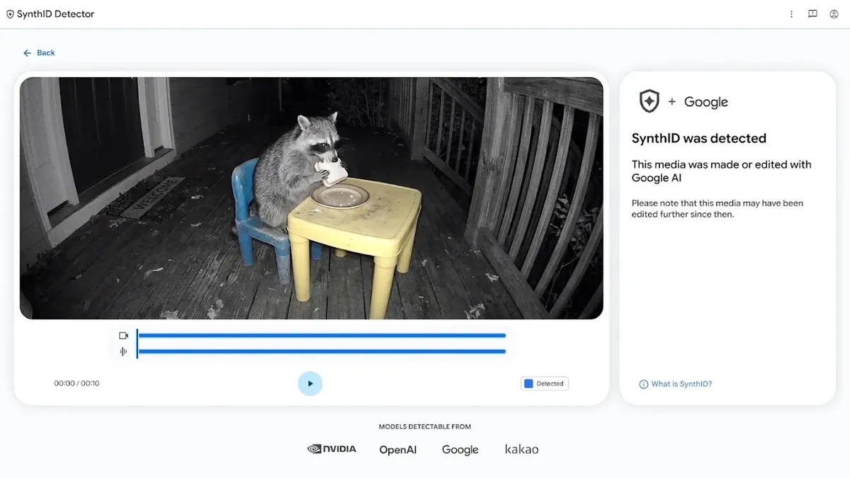 Google DeepMindのSynthID Detectorで透かしを検出した画面