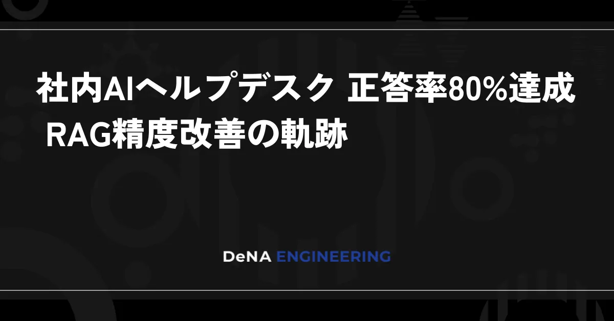 社内AIヘルプデスクの正答率を80%まで高めたRAG精度改善を解説するDeNA Engineeringの記事画像