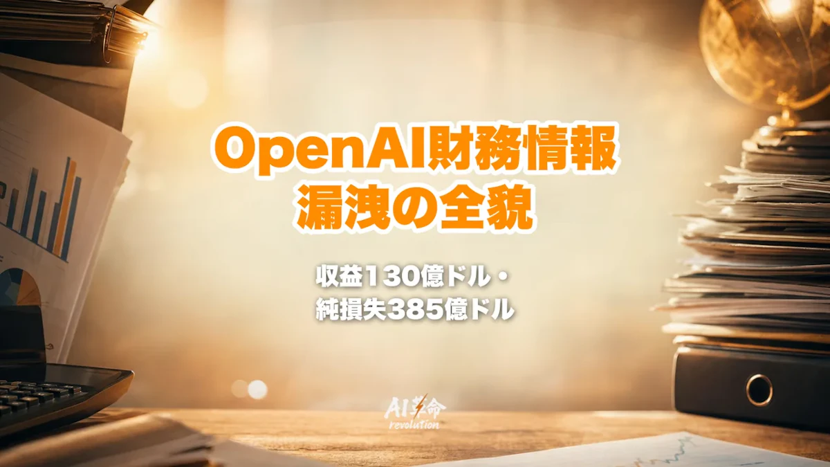 OpenAI財務情報漏洩【2025年度】収益130億ドル・純損失385億ドルの全貌|赤字構造・Microsoft依存・IPO前夜のリークを完全解説【2026年10月更新】