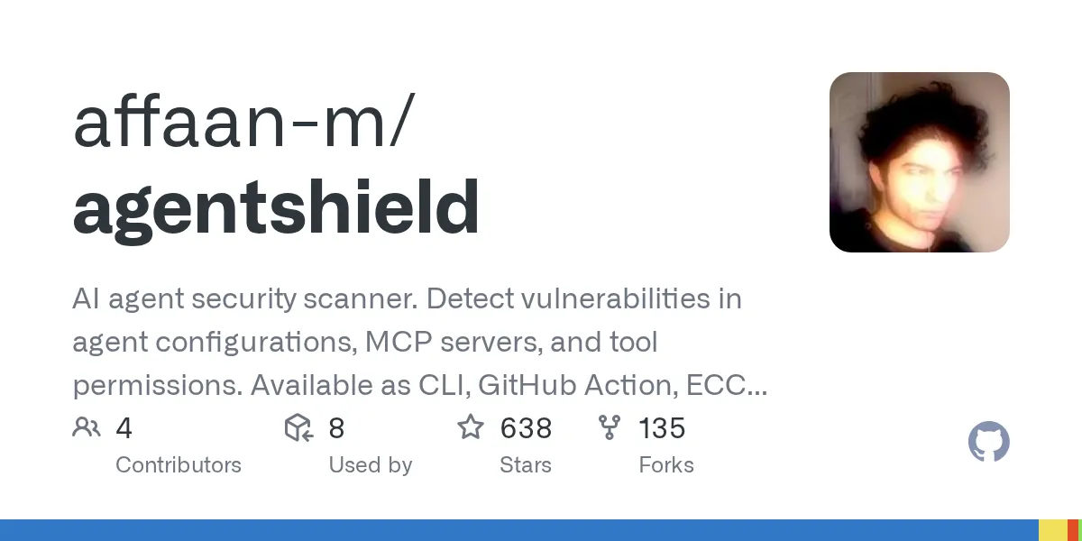 AgentShield 公式GitHubリポジトリ — AIエージェント専用セキュリティスキャナ