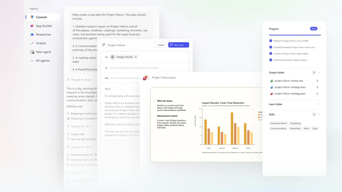 Microsoft 365 Copilot Cowork のインターフェイスイメージ